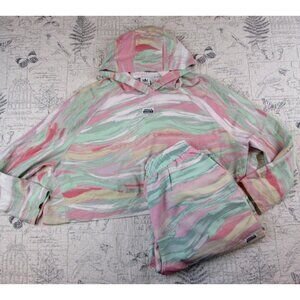 NEN Womens Adidas Pastel Marble 2 Piece Windbreaker Pants hoodie Tracksuit L XL